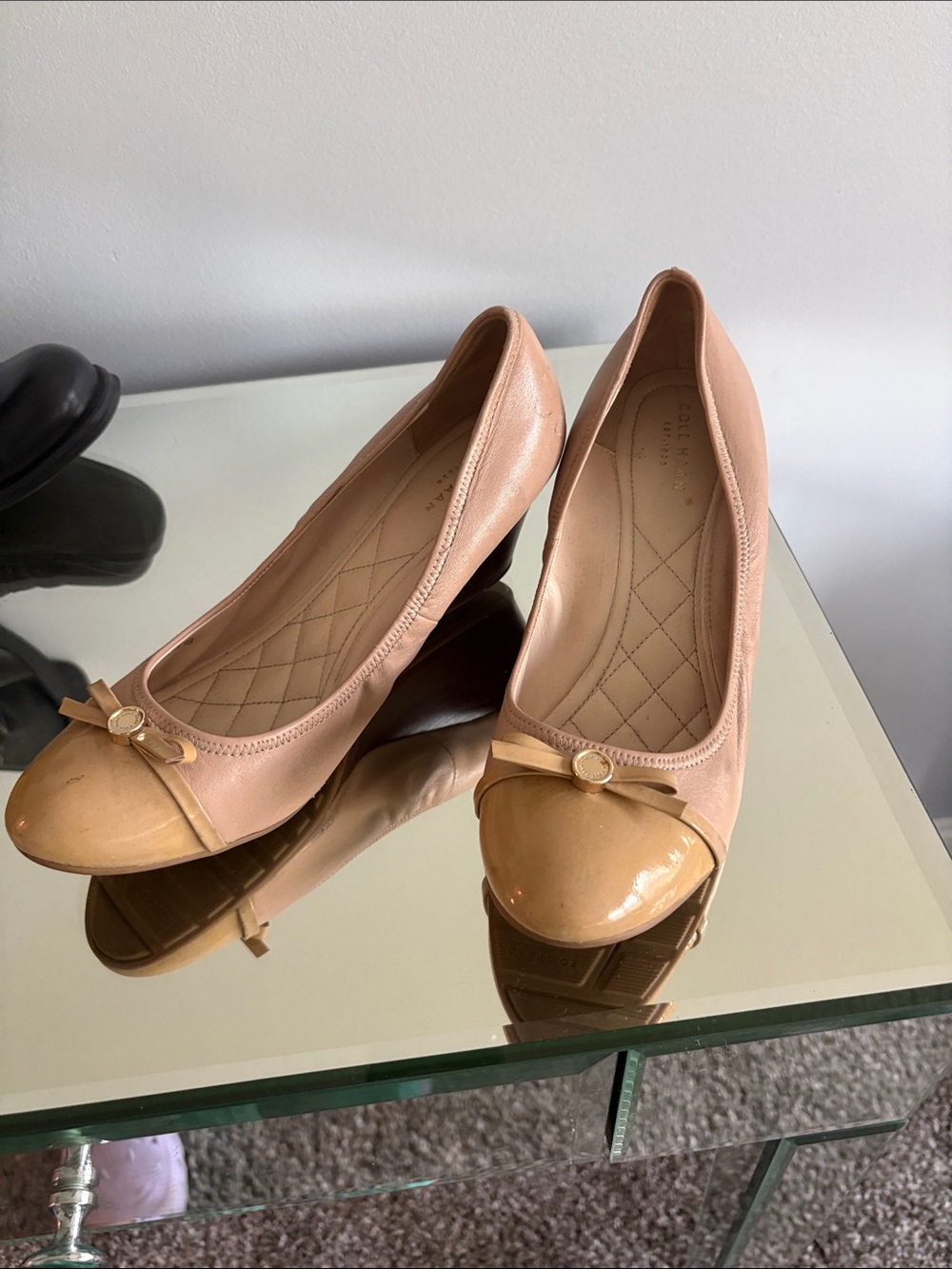 Cole Haan Pink and Tan Two-Tone Ballet Flats